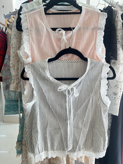 Stripes Lacey Border Tops